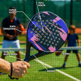 Karbon Fiber Padel Raketi Mavi Pembe