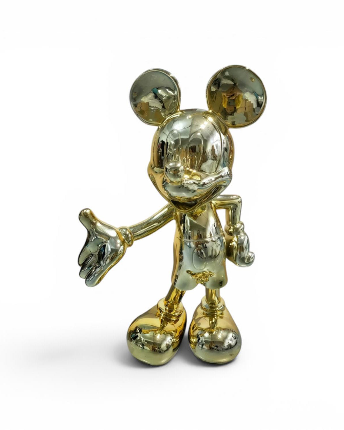 Mickey Mouse küçük altın kaplama dekoratif biblo 11x18x29 cm, reçine galvaniz pop art figür