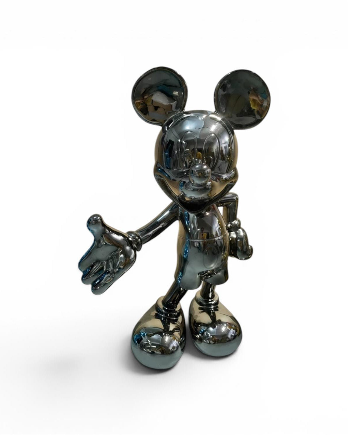 Mickey Mouse küçük antrasit kaplama dekoratif biblo 11x18x29 cm, reçine galvaniz pop art figür
