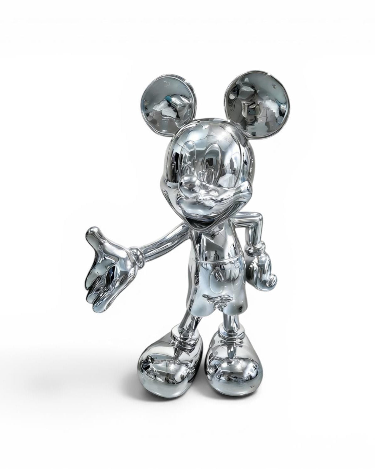 Mickey Mouse küçük gümüş kaplama dekoratif biblo 11x18x29 cm, reçine galvaniz pop art figür