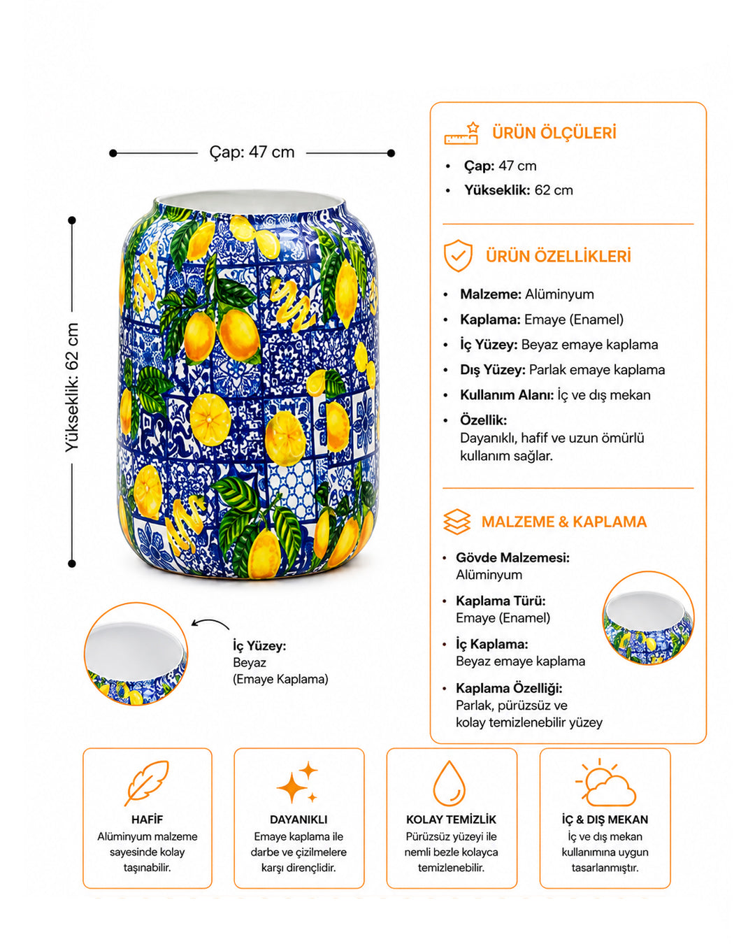 Lemon Metal Saksı XL