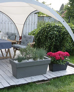 Lofly Case Dikdörtgen Plastik Saksı 99.2x39x41 cm 111.5 L antrasit balkon ve teras saksısı