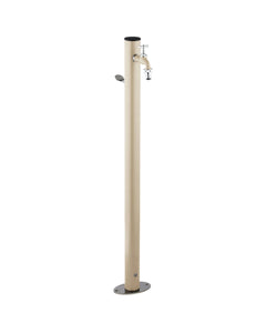Loop yuvarlak bahçe çeşmesi fildişi 100 cm - silindirik metal gövde 5 cm çap musluk dahil