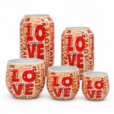 Love 5'li metal saksı seti XS-XL, Love desenli alüminyum enamel kaplama dekoratif saksılar