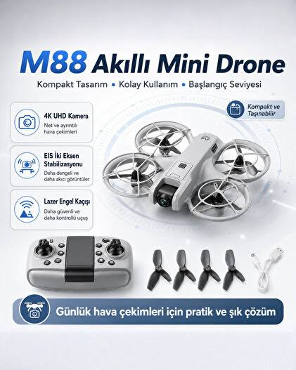 HARVOX M88 engel sensörlü 1080P HD kameralı profesyonel drone, uzaktan kumanda ve 2 batarya
