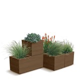 Madeira Ahşap Görünümlü Kare Plastik Saksı Beyaz
