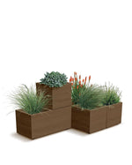 Madera Square ECO Wood Ahşap Görünümlü Küp Plastik Saksı 38.5x38.5x37 cm 31.5 L kahverengi