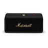 Marshall 16x6,8 cm Emberton III siyah Bluetooth hoparlör, altın rengi logolu ve deri dokulu önden görünümü.