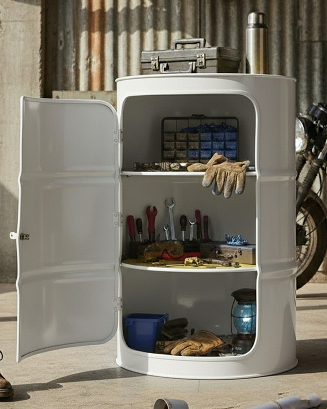 Metal Varil Dolap Beyaz