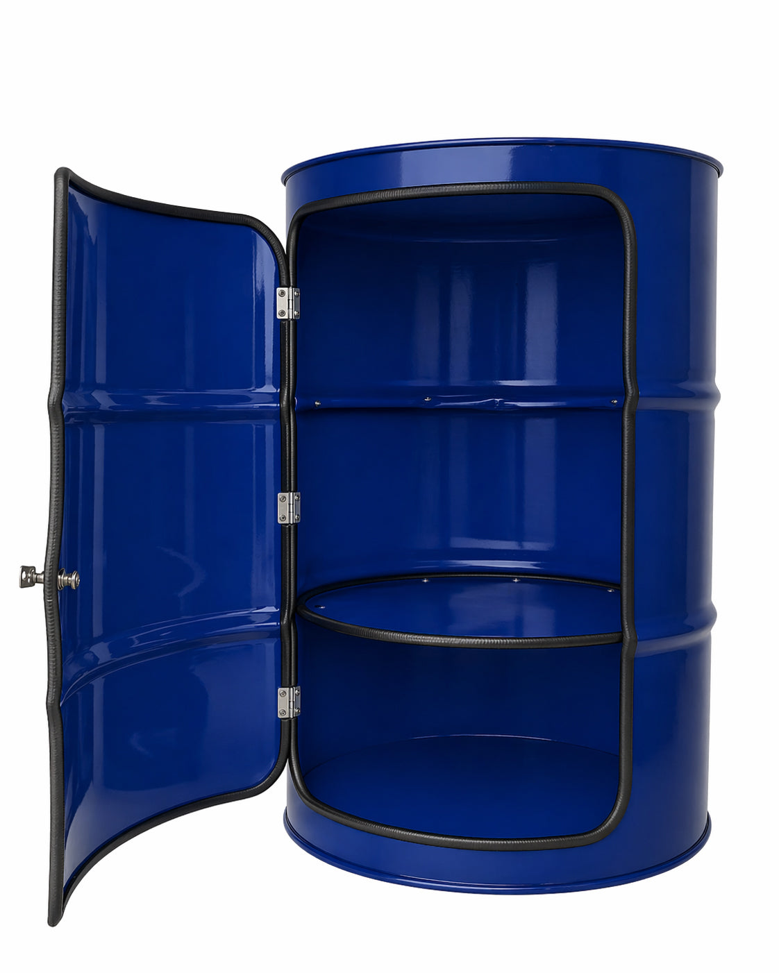 Metal varil dolap lacivert 90 cm 3 raflı kilitli depolama dolabı