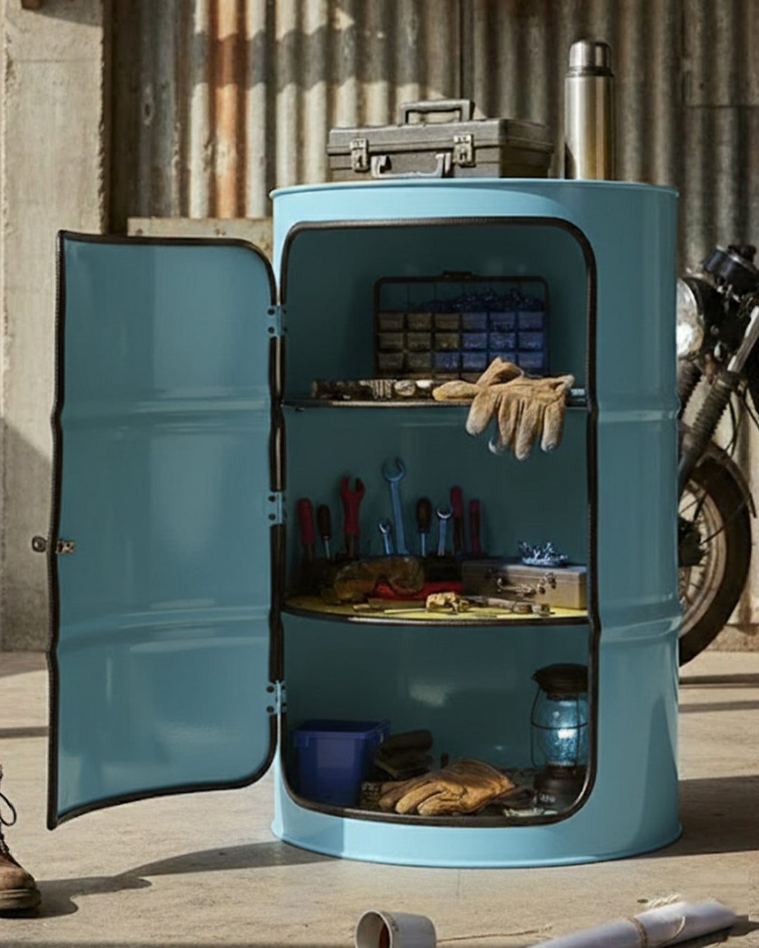 Metal Varil Dolap Mavi