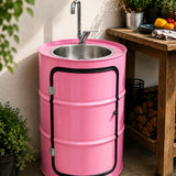 Metal Varil Dolaplı Çeşme Pembe