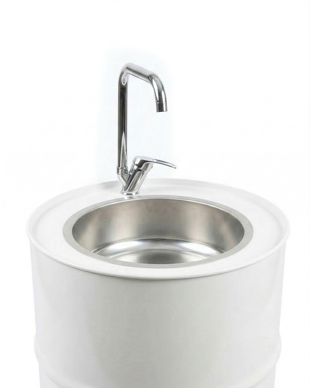 Metal Varil Lavabo Beyaz