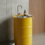 Metal Varil Lavabo Sarı