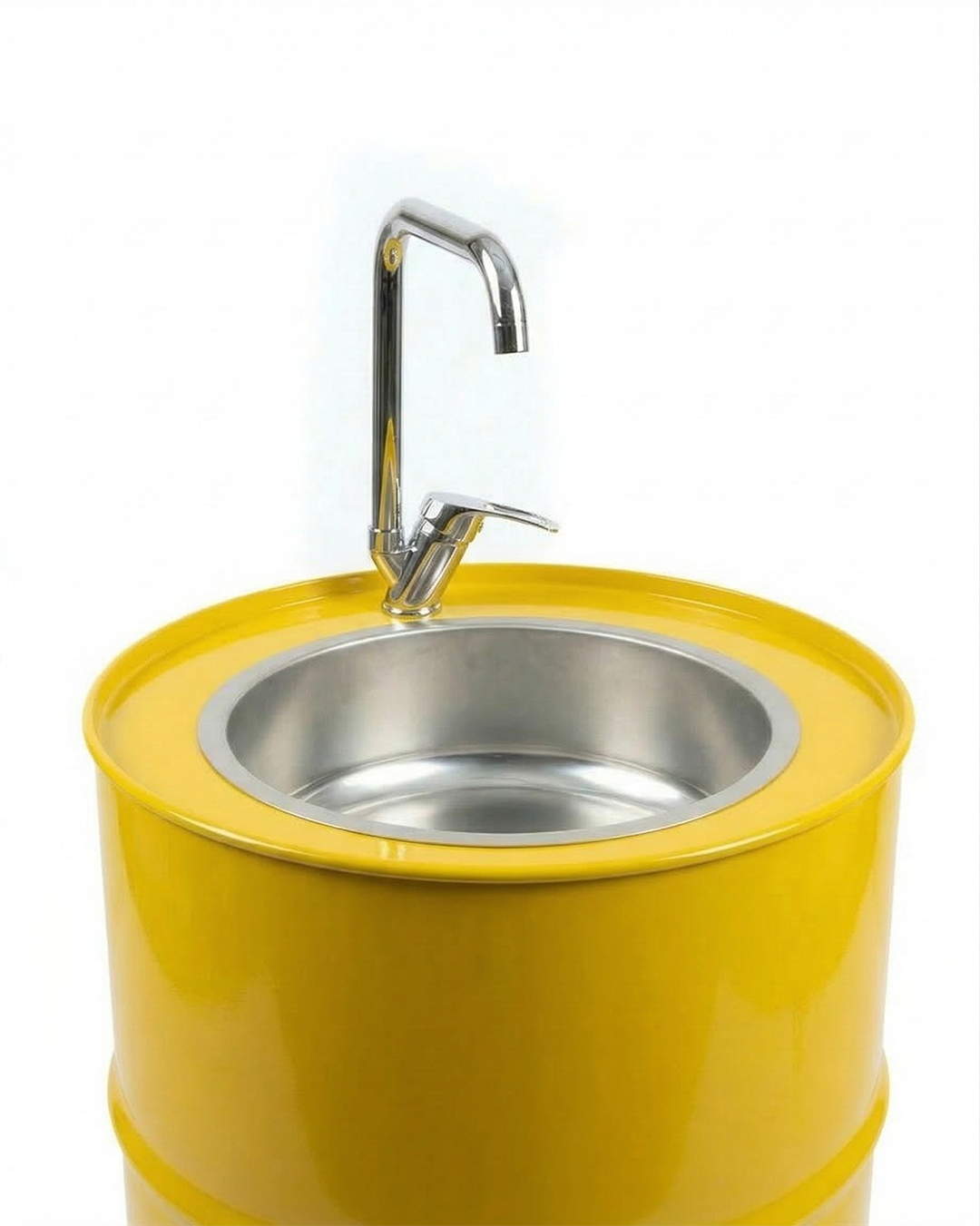 Metal Varil Lavabo Sarı