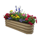 Bahçe Kulesi 140x35x30 cm kapuçino renkli, içi renkli çiçekli oval Modüler Yükseltilmiş Bahçe Yatağı Çiçeklik.