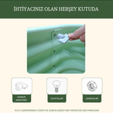 Bahçe Kulesi 140x35x30 cm Modüler Yükseltilmiş Bahçe Yatağı kutu içeriği; somun, civata ve montaj anahtarı detayı.
