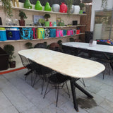 Moroccan White Mermer Masa Oval