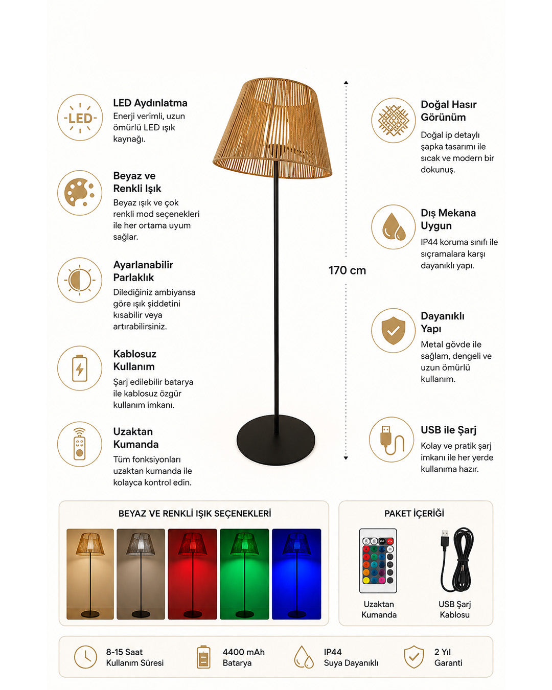 Octavio Kablosuz RGB LED Lambader