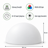 Orbis RGB Güneş Enerjili Yuvarlak Bahçe Lambası 30 Cm