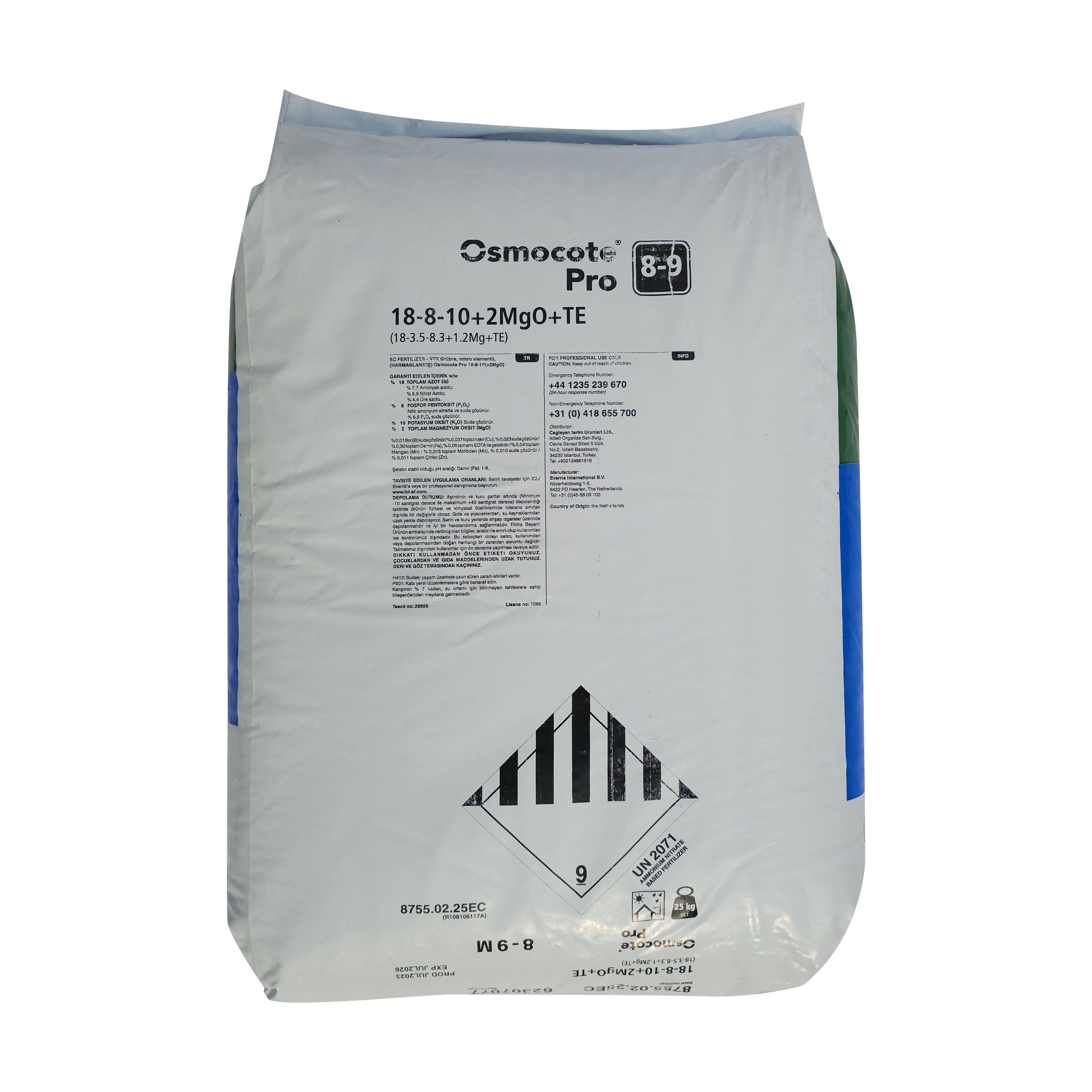 Osmocote Pro 18-9-10+2MgO+TE Bitki Gübresi 8-9 Aylık 25 Kg