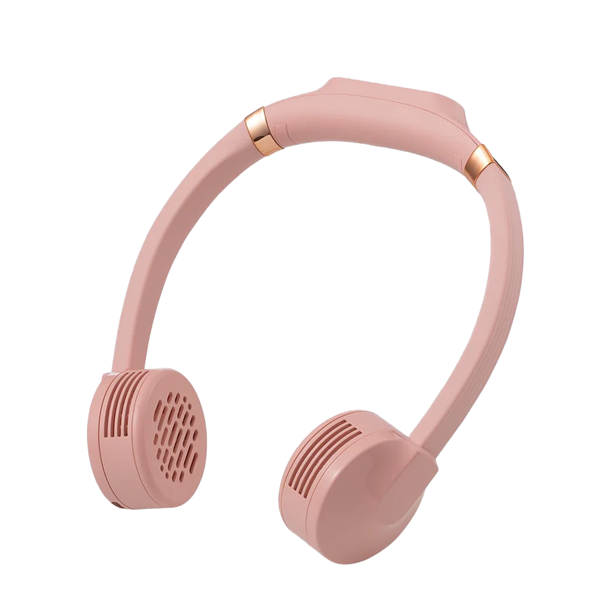 Pembe Taşınabilir Ve Şarjlı Boyun Fanı- Built-in 2000mah Neck Fan Pink