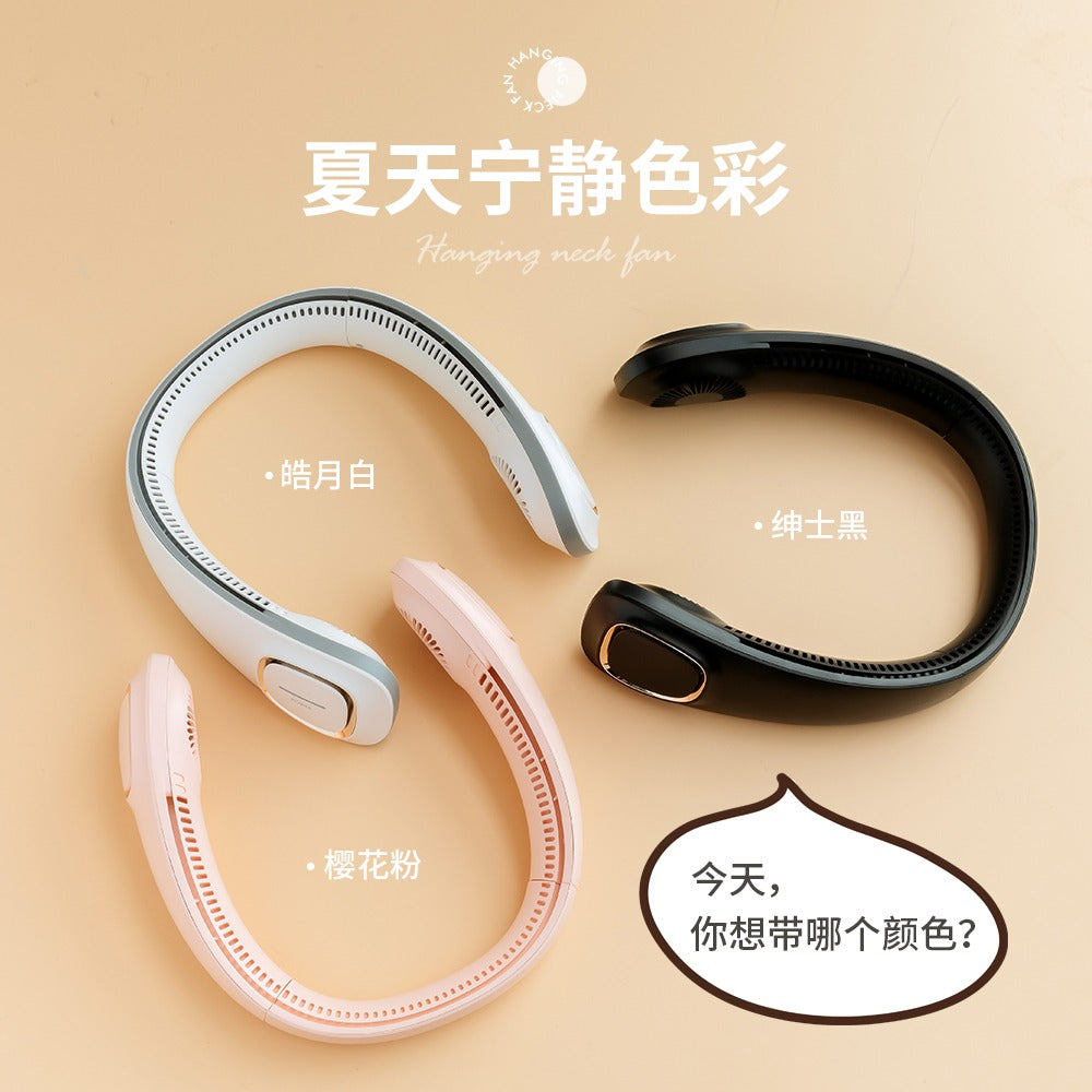 Pembe Taşınabilir Ve Şarjlı Boyun Fanı- Built-in 2000mah Neck Fan Pink