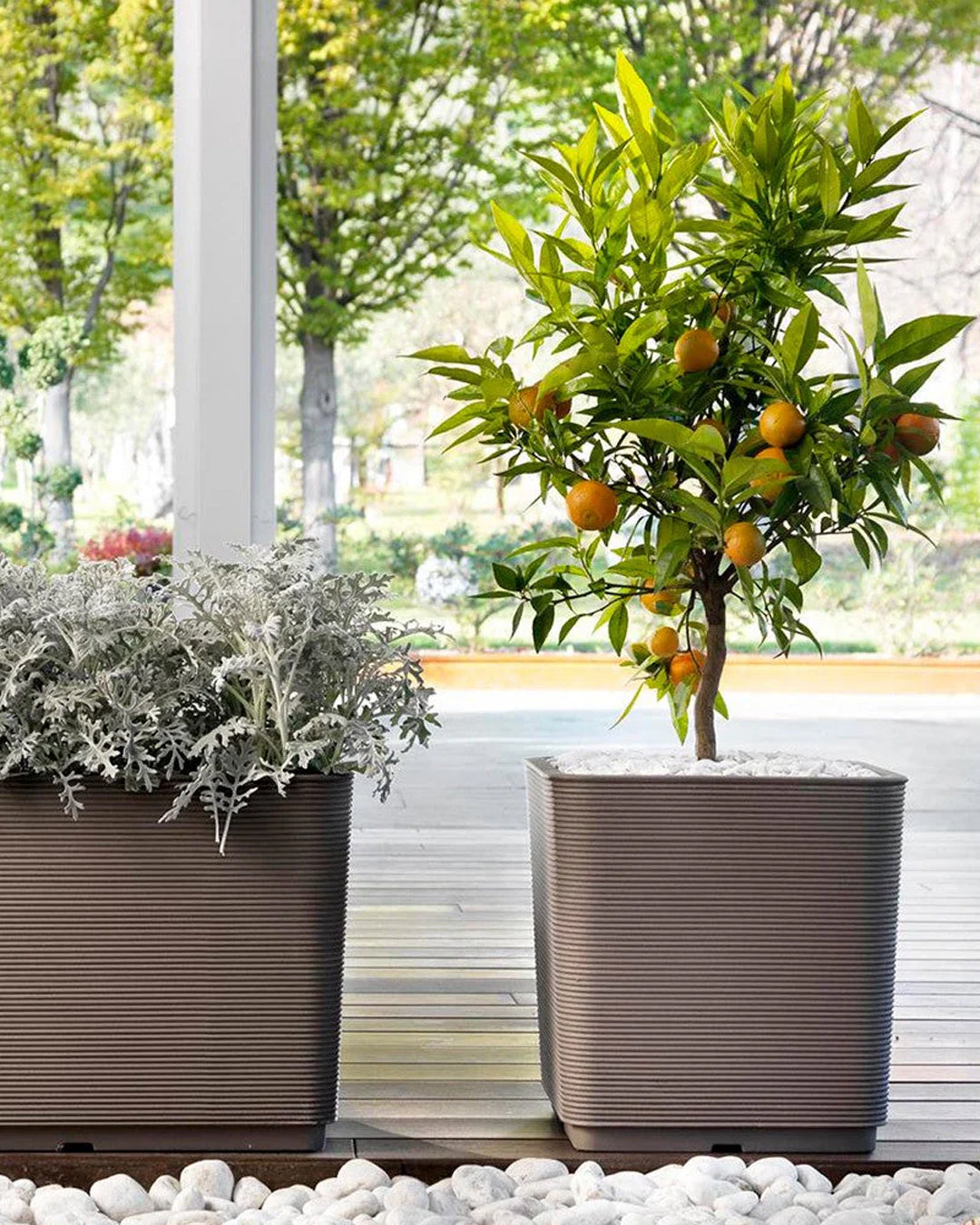 Pixel Groove Plastik Saksı Kapuçino