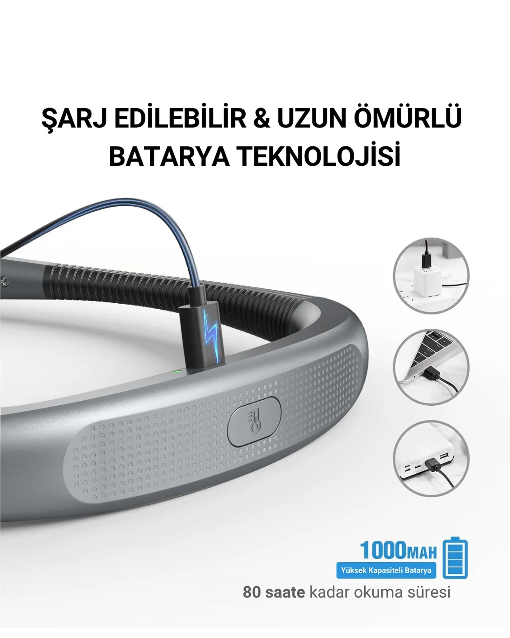 Şarjlı LED Boyun Okuma Lambası Mavi
