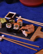Seshu 10 Parça Sushi Seti Kahverengi - Taşev doğal taş 42x35 cm tabla