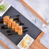 Seshu 10 Parça Sushi Seti Kahverengi - Taşev doğal taş 42x35 cm tabla