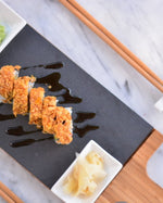 Seshu 10 Parça Sushi Seti Kahverengi - Taşev doğal taş 42x35 cm tabla