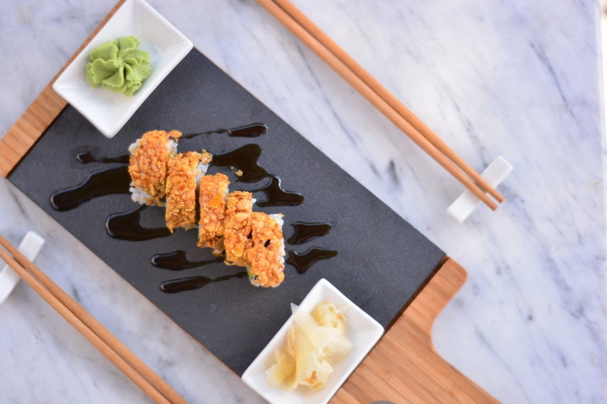 Seshu 10 Parça Sushi Seti Kahverengi - Taşev doğal taş 42x35 cm tabla