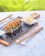 Seshu 10 Parça Sushi Seti Kahverengi - Taşev doğal taş 42x35 cm tabla