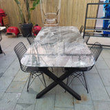 Silver Fantasy Mermer Masa Oval Koyu Gri