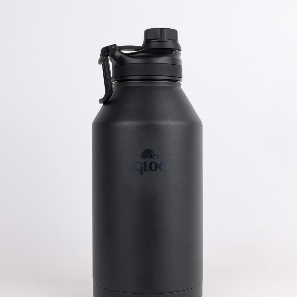 Igloo 1.9 L 12x30 cm Sportsman mat siyah paslanmaz çelik kulplu termos.