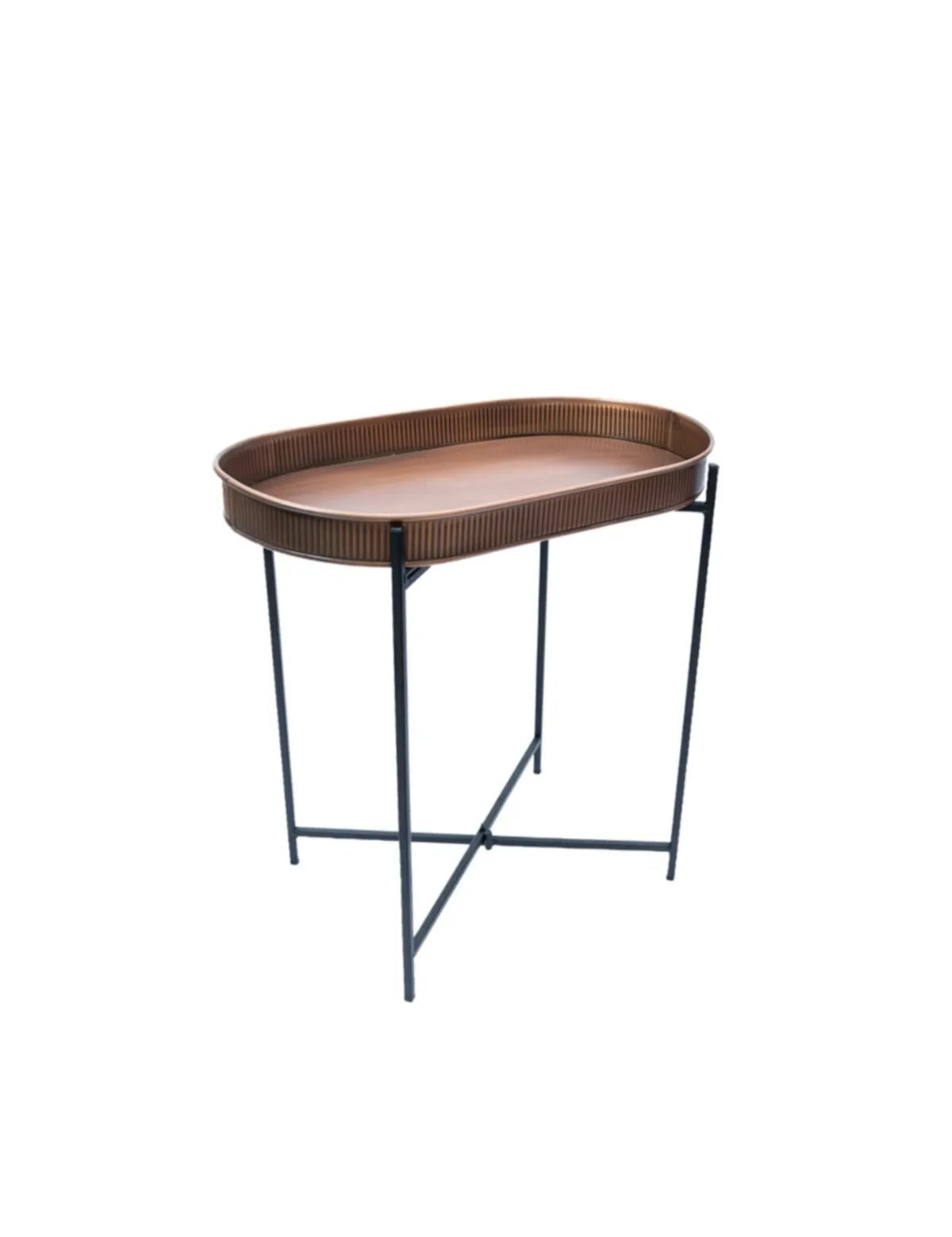 Standlı Oval Tepsili Sehpa Bakır