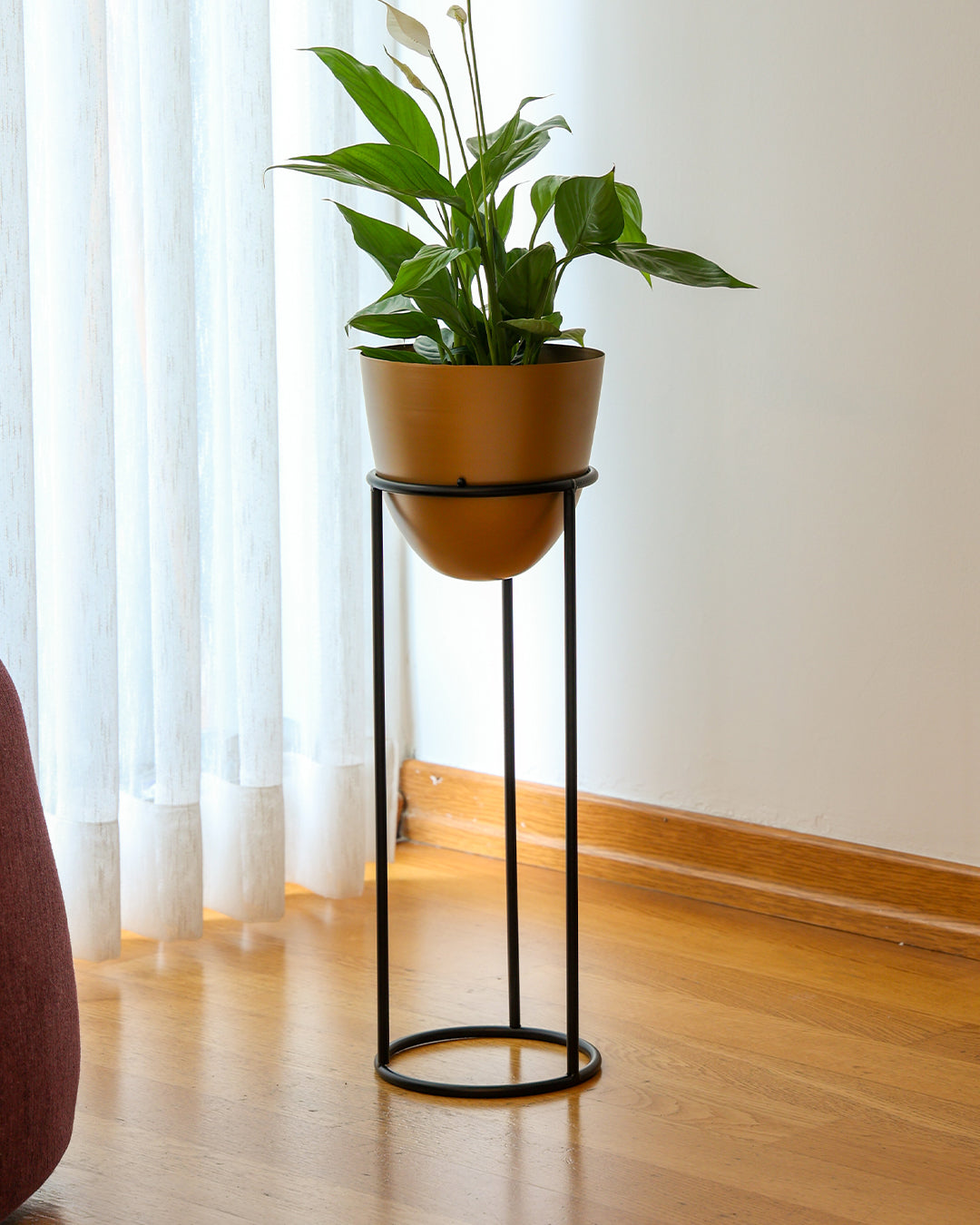 Summus Metal Ayaklı Saksı Büyük Boy Bronz