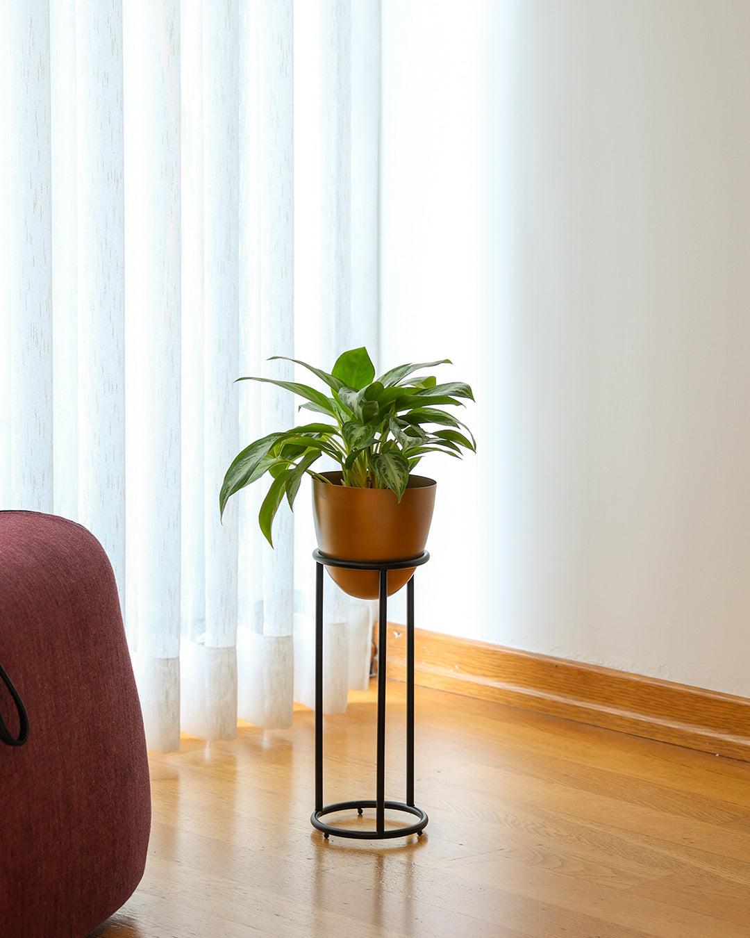 Summus Metal Ayaklı Saksı Küçük Bronz