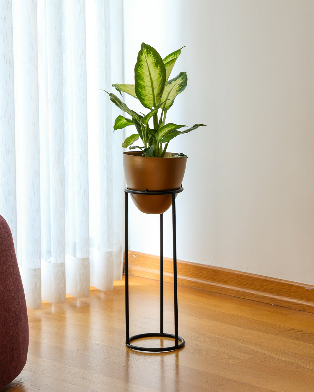 Summus Metal Ayaklı Saksı Orta Bronz