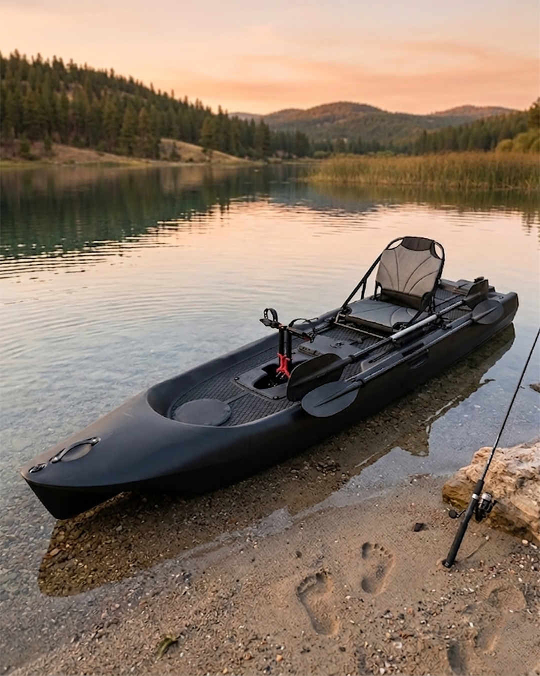 Sup Pro Tek Kişilik Pedallı Balıkçı Kanosu Siyah