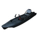 Vicking Kayak 360x87 cm Sup Pro siyah tek kişilik pedallı balıkçı kanosu, gri koltuk ve pedal mekanizmasıyla.