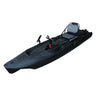 Vicking Kayak 360x87 cm Sup Pro siyah tek kişilik pedallı balıkçı kanosu, gri koltuk ve pedal mekanizmasıyla.