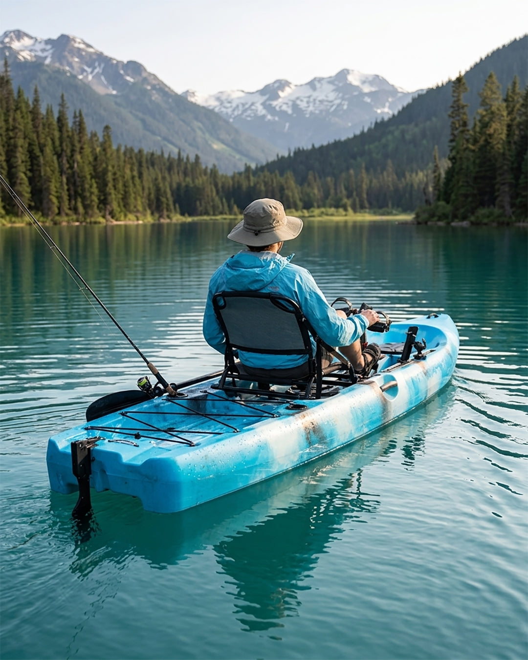 Sup Pro Tek Kişilik Pedallı Balıkçı Kanosu Mavi Kamuflaj