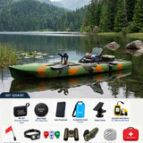 Sup Pro Tek Kişilik Pedallı Balıkçı Kanosu Yeşil Kamuflaj Seti