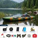 Sup Pro Tek Kişilik Pedallı Balıkçı Kanosu Yeşil Kamuflaj Seti