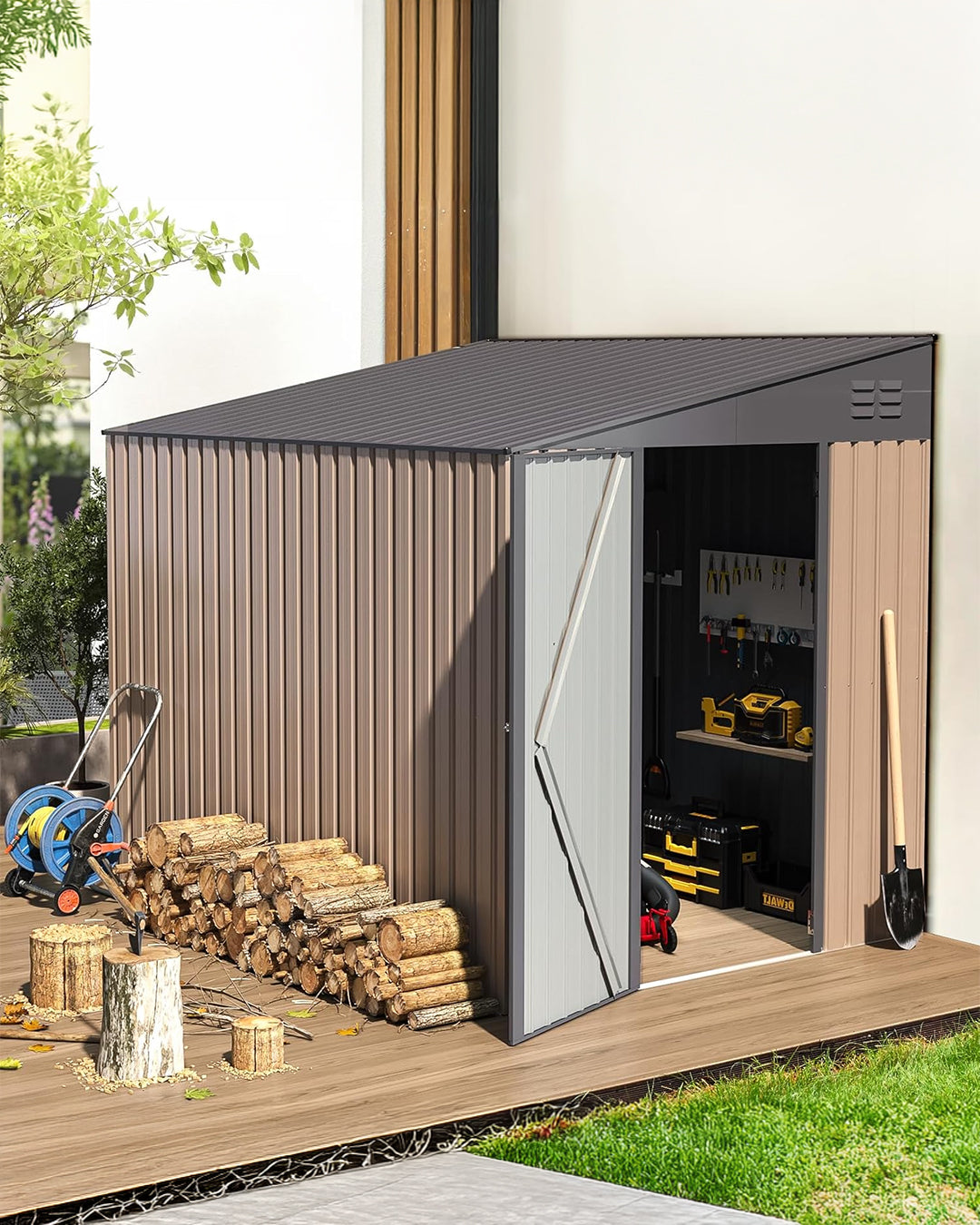 Titan Box Metal Bahçe Kulübesi Kahverengi/Siyah