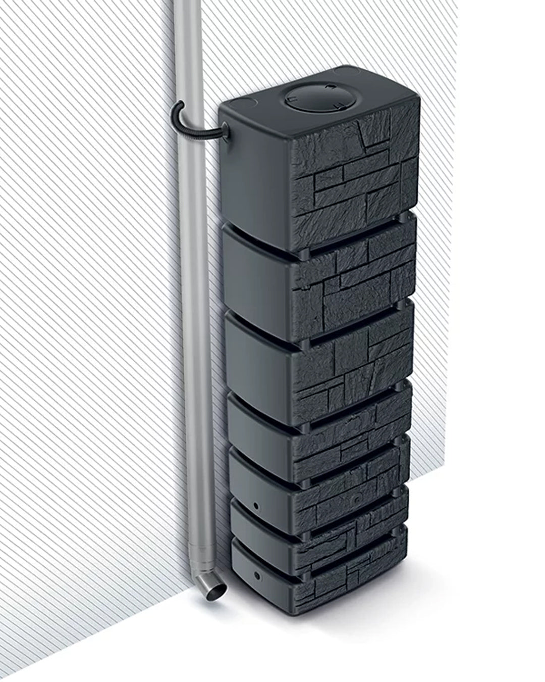 Tower Stone Yağmur Suyu Deposu 350 L 57.5x38.4x180 cm antrasit taş dokulu - bahçe sulama