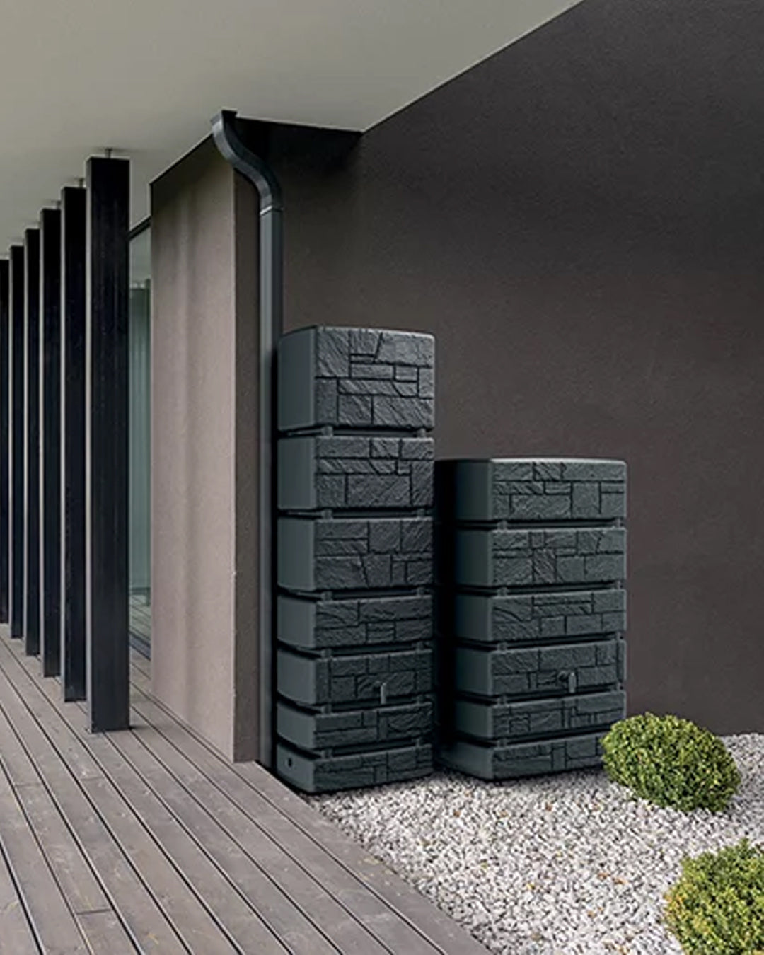 Tower Stone Yağmur Suyu Deposu 500 L 77.5x58.3x130 cm antrasit segmentli gövde - bahçe