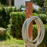 Triangle üçgen bahçe çeşmesi terracotta 100 cm - modern metal gövde musluk hortum askısı dahil